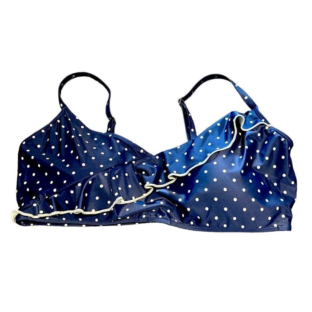 Summersalt- Women’s The Ruffle Marina Bikini Navy and White Dot Plus Size 20/22 - Picture 2 of 12